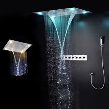 Marina 23 By 31 Multi Function Stainless Steel Ceiling Mount Shower Faucet Set Shower Remodel Shower Faucet Sets Bathtub Shower Remodel