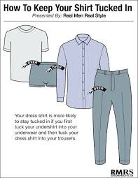 The Secret To Keeping Your Shirt Tucked In All Day How To Avoid Dress Shirt Bunching Stop Button Down Shirts From Billowing Shirt Tucked In Men Shirt Style Real Men