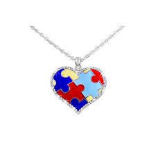 Autism Awareness Puzzle Piece Heart Charm Necklace Autism Awareness Shop