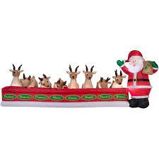 Animated Airblown Inflatables 16 5 Wide Santa Feeding 8 Reindeer By Gemmy Industries Diyhomedecor Cute Christmas Decorations Christmas Inflatables Reindeer
