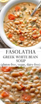 Greek White Bean Soup With Garlic Lemon Recipe Greek Recipes Food Recipes Bean Recipes Bean Food Garlic Gree In 2020 White Bean Soup Greek Recipes Bean Soup