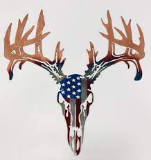 Especially nice for 4th of july, memorial day or veteran's day. Drop Tine American Flag On European Mount Style Deer Metal Wall Art Metal Decor Studios