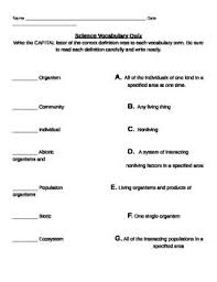 Ecosystems Vocabulary Quiz Vocabulary Quiz Vocabulary English Teaching Materials