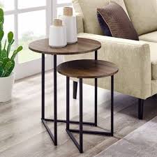 2pc Glam V Leg Nesting Side Tables Walnut Black Saracina Home In 2020 Table Decor Living Room Walnut Side Tables Side Table Decor