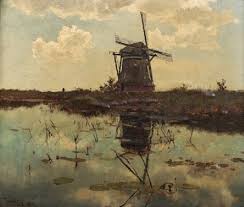 Willem Bastiaan Tholen Windmolen In Een Polderlandschap Windmolens Schilder Schilderij