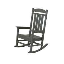 Polywood Presidential Slate Grey Plastic Patio Rocker R100gy The Home Depot Lowes Patio Furniture Rocking Chair Trex Outdoor Furniture