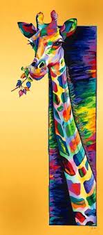 15% off with code zazpartyplan. Acrylic Colorful Giraffe Painting