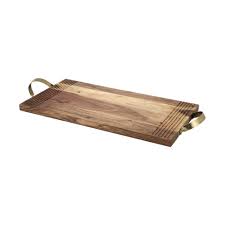 Stained and clear coated for protection from liquids. Embossed Wooden Serving Board With Handles Kmart