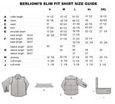 size chart berlioni shirts