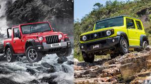 Suzuki jimny 2021 exterior images suzuki jimny has 12 images of its exterior, top jimny 2021 exterior images include front angle low view, rear cross side view, full rear view, grille view and front fog lamp. 2021 Mahindra Thar Vs Suzuki Jimny Specs Compared Practical Motoring