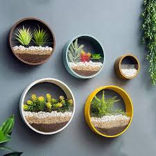 Wall Home Garden Iron Vase Artificial Plants 2 Pieces Deco Mur Exterieur Jardin Jardiniere Murale Deco Plantes