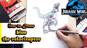 Drawing and coloring t rex escape from jurassic pack dinosaurs. Artstation How To Draw Blue The Velociraptor From Jurassic World Ucu Ucuna