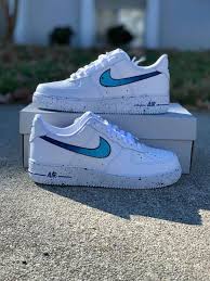 Nike Air Force 1 Custom Blue Splatter Available In All Sizes For Men Women Children In 2020 Nike Shoes Air Force Nike Air Shoes Personalized Shoes