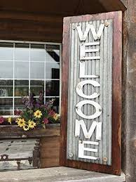 In stock more than 5 pcs ( pc(s) in cart). Amazon Com Welcome Sign Vertical For Home Rustic Metal Tin Welcome On Distressed Wood Antique Red White Or River Rock Blue Rustic Metal Rustic Rustic Decor