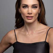 Collana con stelle d'oro e cristalli 14K SOLID