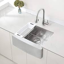 However, because of the exposed apron, getting the exact look you are going for with a farmhouse sink can be quite a challenge, even though the end result is usually worth it. Zuhne Stainless Steel Farmhouse Kitchen Sink 24 Inch Apron Front 16 Gauge Small Bowl Pricepulse