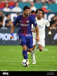 Miami, FL, USA. 29th July, 2017. Luis Suarez of Barcelona and Marcelo Real  Madrid at the International Champions Cup friendly match at Hard Rock  Stadium in Miami, Florida,