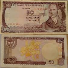 50 Pesos Oro 1984 Colombia Billete Banknote Paper Money Bill Ticket Biglietto Bilet ट कट Ticea Billetes Colombianos Billetes De Banco Billetes