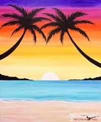 Jeder schöne urlaub geht leider auch mal zu ende. Palms By The Beach Beachsunsetdrawing Sunset Canvas Painting Beach Canvas Paintings Beach Painting