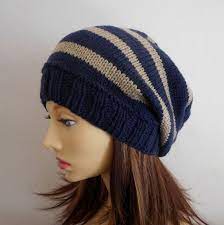 Teenagers Slouch Hat Knitting Pattern Striped Slouch Hat Etsy Slouch Hat Pattern Knitted Hats Knitting