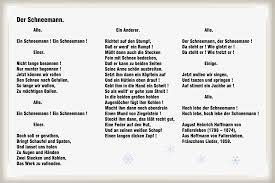 Seht, da steht er, unser schneemann! Der Schneemann August Heinrich Hoffmann Von Fallersleben Gedichte