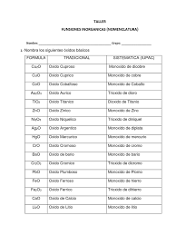 Nomenclatura de compuestos inorgánicos 1. Taller De Nomenclatura Inorganica Resuelto Acido Dioxido De Azufre