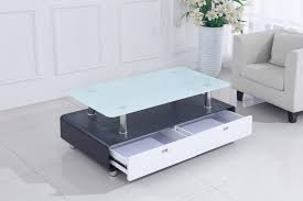 White coffee table with glass top. Cassetti Black White Coffee Table With 2 Drawers White Glass Top A Modernique