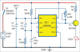 In this detection approach, a passive circuit listens for any emissions from a cellular phone when it is either waiting for a call or transmitting and does not require an external signal fig 2.9: Mobile Phone Detector Using Lm358 Full Electronics Project