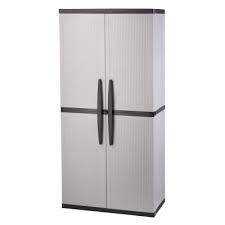Hdx 35 In W 4 Shelf Plastic Multi Purpose Cabinet In Gray 221872 The Home Depot Plastic Storage Cabinets Basement Storage Cabinets Tall Cabinet