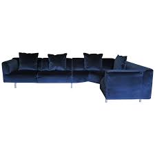 Blue velvet sectional sofa radechesscom. Cassina 250 Met L Shape Sectional Sofa In Navy Blue Velvet For Sale At 1stdibs