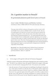 Kemono jihen episode 1 english subbed at gogoanime. Pdf A Genitive Marker In French Its Grammaticalization Path From Latin To French