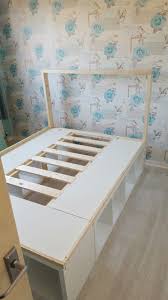 Expedit shelving unit, sultan lade description: Ikea Kallax Bed Diy Storage Bed Ikea Bed Ikea Bed Hack