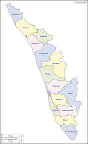 The kerala state is one among the 29 states of india which is known as the home of ayurveda. Kerala Free Map Free Blank Map Free Outline Map Free Base Map Outline Districts Names Color White