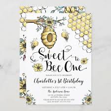 Floral Beehive Honey So Sweet Bee 1st Birthday Invitation