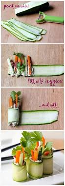Raw Zucchini Sushi Rolls Freshdreamer I D Probably Use Goat Cheese Or A Yogurt Feta Mixture In Place Of The Cashew Pa Food Raw Food Recipes Healthy Snacks
