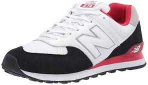 New Balance 574v2 Sneakers Herren Weiss Schwarz Rot Rot Schwarz Lassige Herrenschuhe Freizeitschuhe