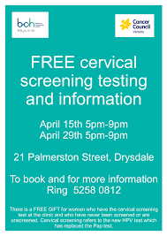 Cancer council victoria would like to acknowledge the traditional custodians of the land on which we live and work. Free Cervical Screening Clinics Bellarine Community Health