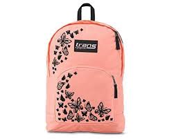 Trans By Jansport Over 17 5 Backpack Butterfly Print Coral Black Laptop Sleeve Jansport Backpacks Jansport Backpack