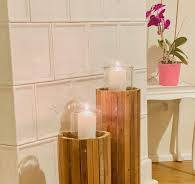 Amazon.de: Dekoleidenschaft Windlichtsäule Rustikal aus recyceltem Holz, 49  cm hoch, Kerzensäule, Holzsäule, Kerzenhalter, Dekosäule mit Kerzenglas, ...