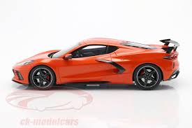 The chevrolet corvette (c8) is the eighth generation of the corvette sports car manufactured by american automobile manufacturer chevrolet. True Scale 1 18 Chevrolet Corvette C8 Stingray With High Wing Year 2020 Orange Ts0285 Model Car Ts0285 4895183689625