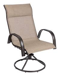 Living Accents Swivel Dark Brown Steel With Sling Fabric Newport Chair Chair Outdoor Chairs Lawn Furniture