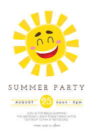 Smiling Sun Pool Party Invitation Template Free Greetings Island In 2020 Party Invite Template Summer Party Invitations Pool Party Invitation Template