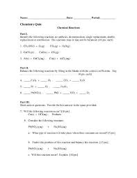 The one with sound, and th: Students Identify The Four Different Types Of Chemical Reactions Synthesis Decomposition Single Replacement An Chemical Reactions Worksheet Template Chemistry