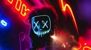 Hd wallpapers and background images. Download Wallpaper 1920x1080 Mask Neon Anonymous Light Man Full Hd Hdtv Fhd 1080p Hd Background