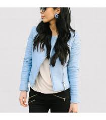Our Epic Roundup Of Street Style Outfits To Try Now Street Style Blue Leather Jacket Fashion