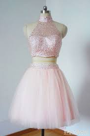 Two Piece Beaded Pink Homecoming Dress With Open Back Pink Homecoming Dress Two Piece Cocktail Dresses Best Formal Dresses