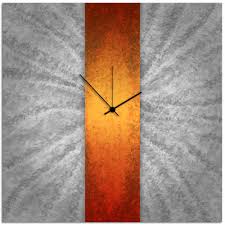 This clock unleashes the power of modern technology with its daylight saving defeating auto set motor. Metal Art Studio Orange Stripe Clock Large Abstract Metal Wall Clock L0045