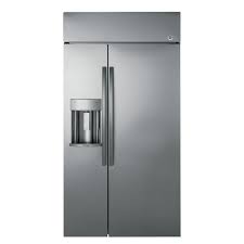 Ge Profile 24 3 Cu Ft Built In Side By Side Refrigerator In Stainless Steel Psb42yskss Side By Side Refrigerator Built In Refrigerator Glass Shelves