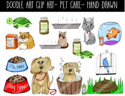Doodle Art Clip Art Pet Chores Set Hand Drawn Clip Art Personal Or Commercial Use Dog Cat Turtle Bird Hamster By Putonyourpartycap Doodle Art Doodles Clip Art