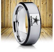 Dallas Cowboys Tungsten Wedding Band Dallas Cowboys Tungsten Ring Football Ring Anniversary Gift Custom Dallas Cowboys Rings Dallas Cowboys Logo Dallas Cowboys
